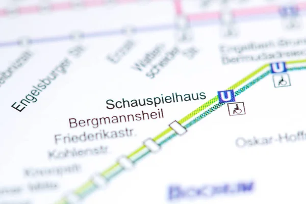 Stanice Schauspielhaus. Mapa metra Bochum. — Stock fotografie