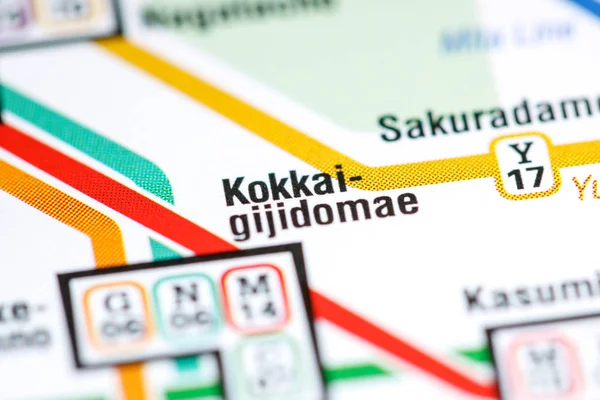 Station Kokkai-gijidomae. Carte du métro de Tokyo . — Photo