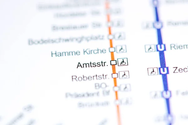 Amtsstrasse Station. Bochum Metro map. — 스톡 사진