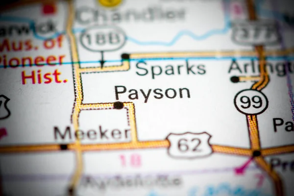 Payson. Oklahoma. USA on a map — Stok fotoğraf