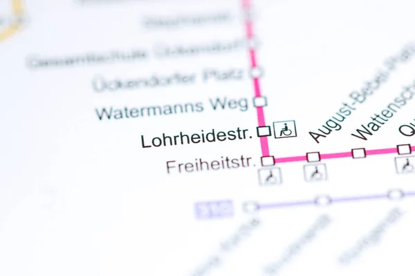 Stanice Lohrheiderstrasse. Mapa metra Bochum. — Stock fotografie