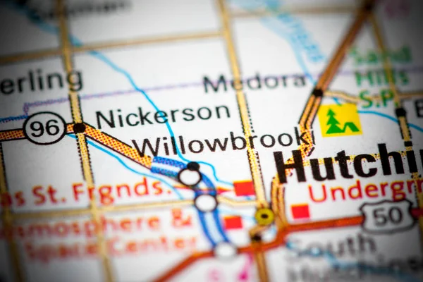 Willowbrook. Kansas. USA on a map — Stok fotoğraf