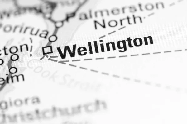 Wellington. Nova Zelândia sobre um mapa — Fotografia de Stock