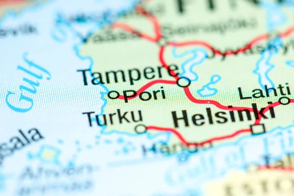 Pori. Finland on a map — Stock Photo, Image