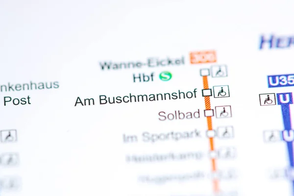 Stanice Buschmannshof. Mapa metra Bochum. — Stock fotografie