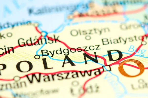 Bydgoszcz, Polonia su una mappa — Foto Stock