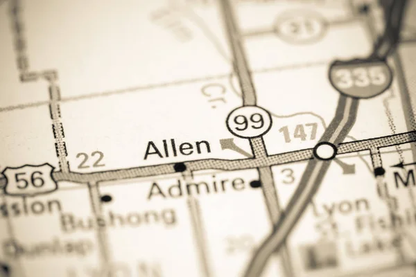 Allen. Kansas. EEUU en un mapa —  Fotos de Stock