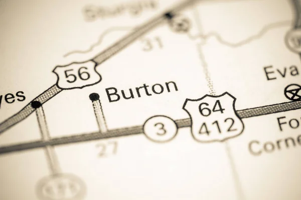 Burton. Oklahoma. USA on a map — 스톡 사진