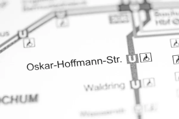 Stanice Oskar Hoffman Strasse. Mapa metra Bochum. — Stock fotografie