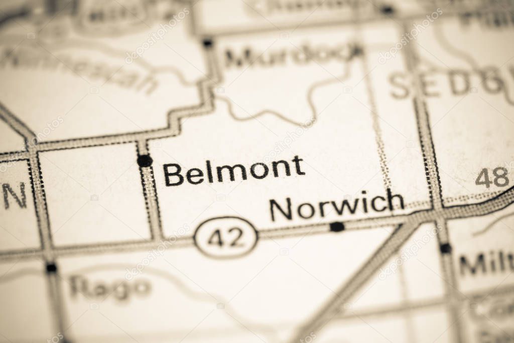 Belmont. Kansas. USA on a map