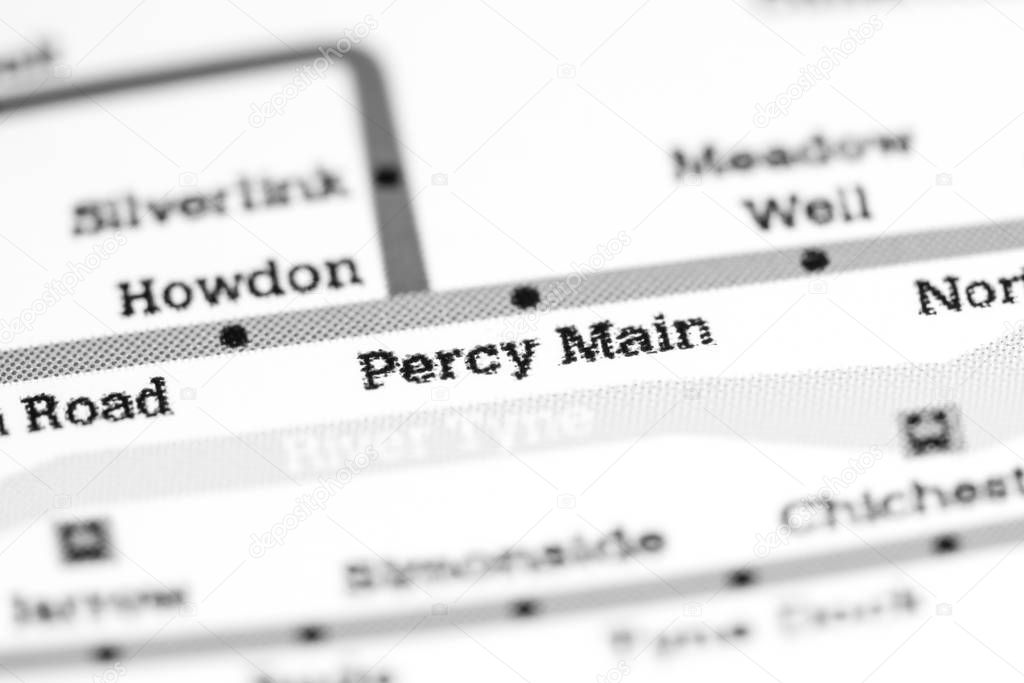Percy Main Station. Newcastle Metro map.