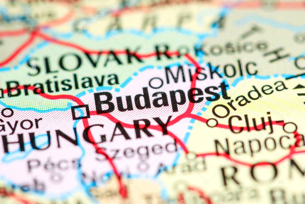 Budapest, Hungary on a map