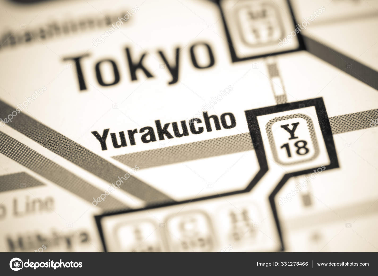 Yurakucho Station. Tokyo Metro map. Stock Photo by