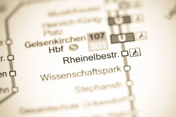 Rheinelbestrasse Station. Bochum Metro map. — 스톡 사진
