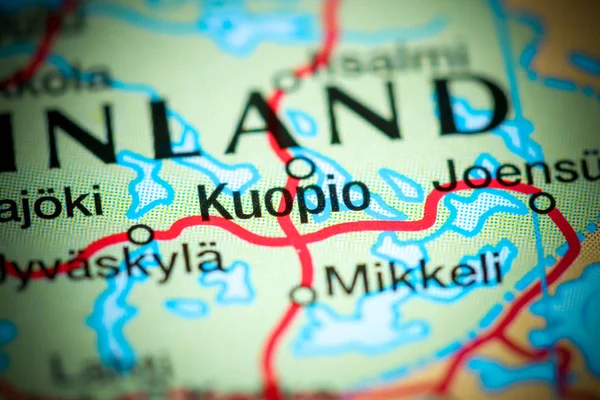 Det är Kuopio. Finland på en karta — Stockfoto