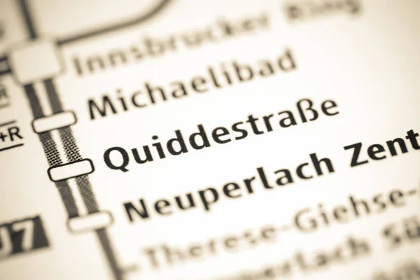 Quiddestrasse station. Karta över tunnelbanan i München. — Stockfoto