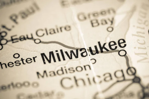 Milwaukee, Wisconsin. EUA sobre um mapa — Fotografia de Stock