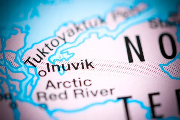 Inuvik. Canada on a map — Stock Photo, Image