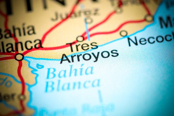 Tres Arroyos. Argentina sobre um mapa — Fotografia de Stock