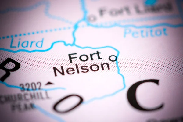 Forte Nelson. Canadá sobre um mapa — Fotografia de Stock