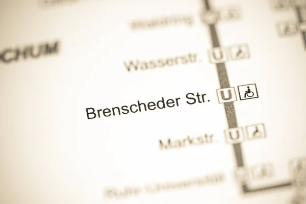 Brenscheder Strasse Station. Bochum Metro map. — 스톡 사진