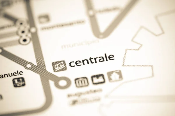 Estação Centrale. Mapa do metro de Nápoles . — Fotografia de Stock