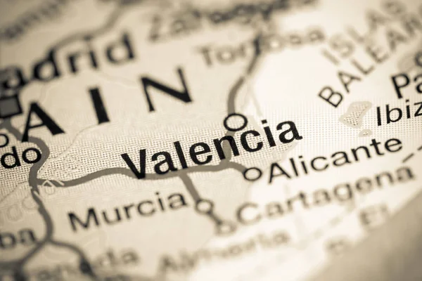 Valencia. España en un mapa — Foto de Stock