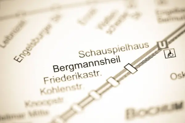 Bergmannsheil Állomás. Bochum metrótérkép. — Stock Fotó