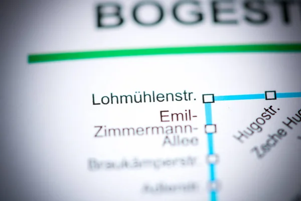 Lohmuhlenstrasse Állomás. Bochum metrótérkép. — Stock Fotó