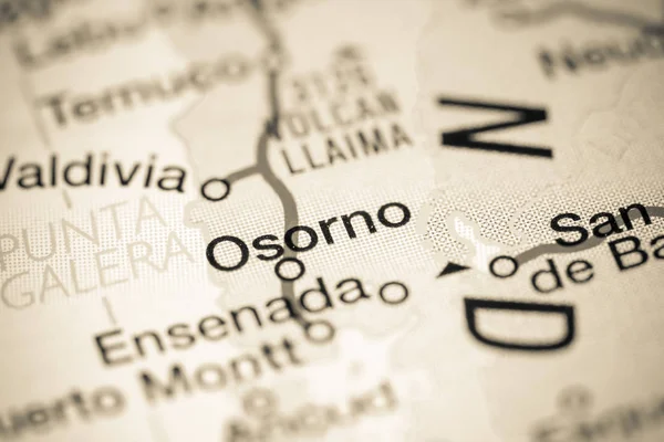 Osorno. Chile sobre um mapa — Fotografia de Stock