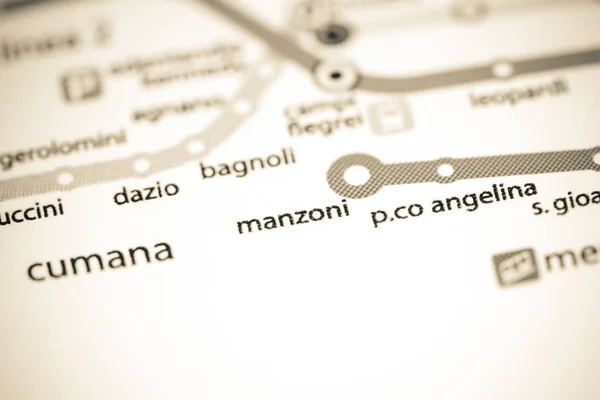 Stanice Manzoni. Mapa metra Neapol. — Stock fotografie