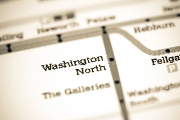 Estación Washington Norte. Mapa del metro de Newcastle . — Foto de Stock