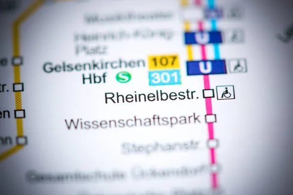 Rheinelbestrasse Állomás. Bochum metrótérkép. — Stock Fotó
