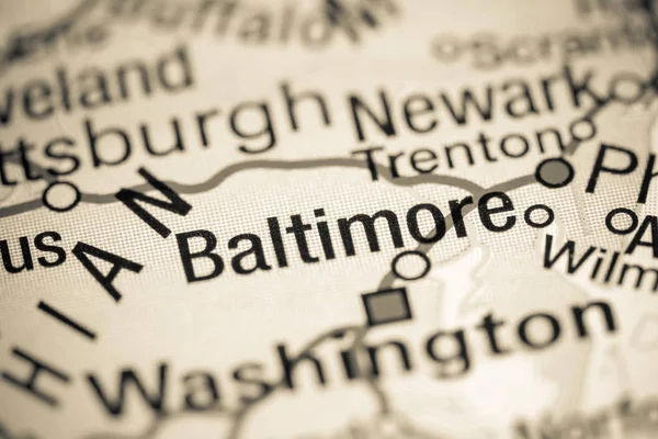 Baltimore, Maryland. EUA sobre um mapa — Fotografia de Stock