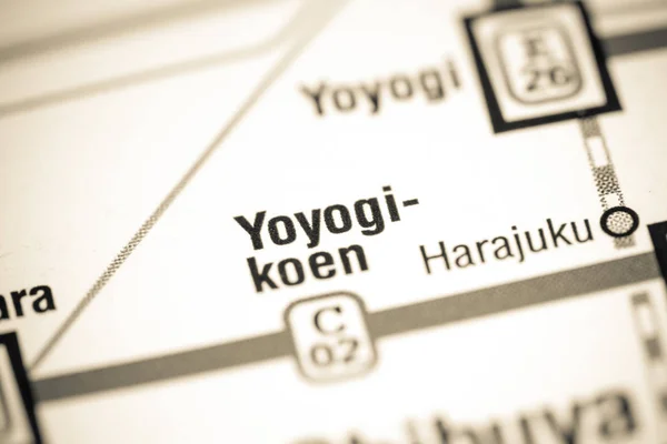 Stacja Yoyogi-koen. Tokio mapa metra. — Zdjęcie stockowe