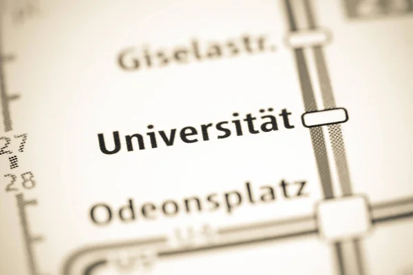 Universitetsstationen. Karta över tunnelbanan i München. — Stockfoto