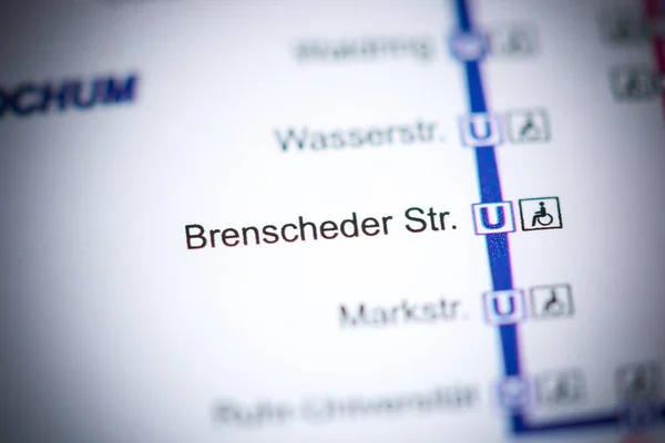 Brenscheder Strasse Station. Bochum Metro map. — Stockfoto
