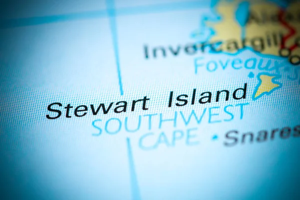 Isola di Tewart. Nuova Zelanda su una mappa — Foto Stock