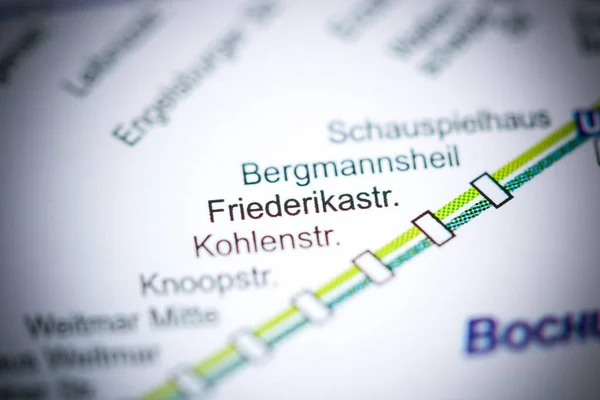 フリードリクシュトラース駅。ボチュムメトロ地図. — ストック写真