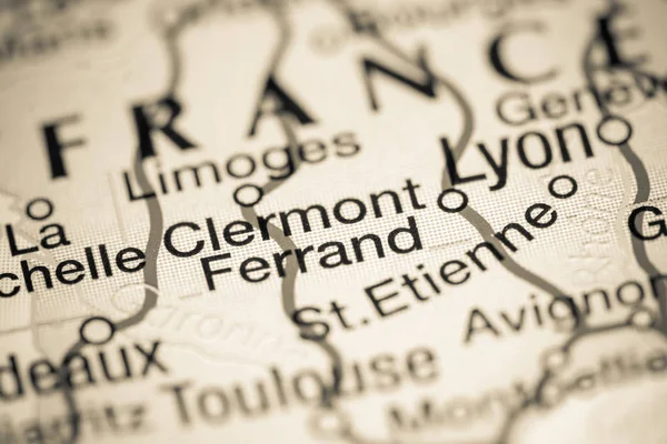 Clermont Ferrand. França sobre um mapa — Fotografia de Stock