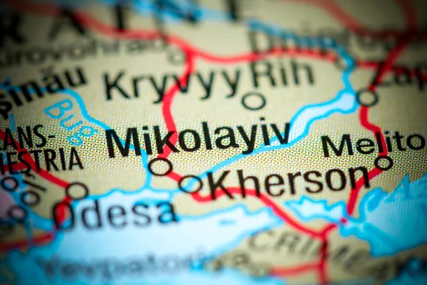 Mikolayiv, Ukraine on a map — Stock Photo, Image