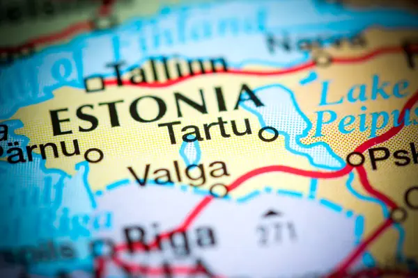 Tartu, Estonsko na mapě — Stock fotografie