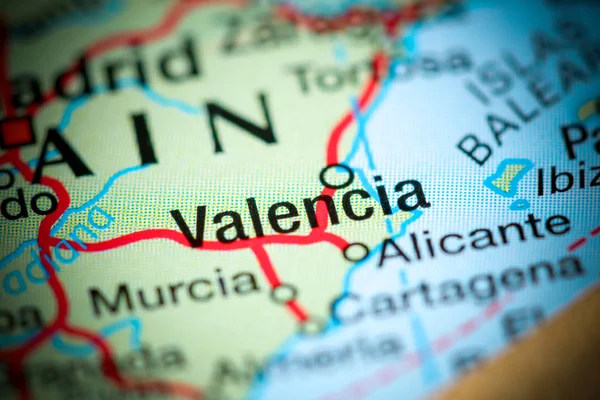 Valencia. España en un mapa — Foto de Stock
