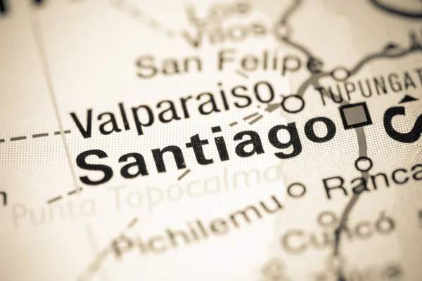 Santiago. Chile on a map — 스톡 사진