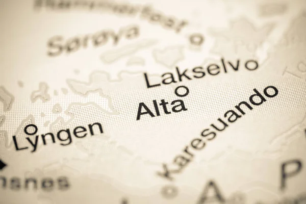 Alta, Noruega sobre um mapa — Fotografia de Stock