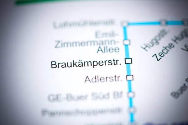 Stanice Braukamperstrasse. Mapa metra Bochum. — Stock fotografie