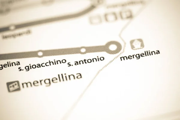 Станція С. Антоніо. Мапа метро Неаполь. — стокове фото