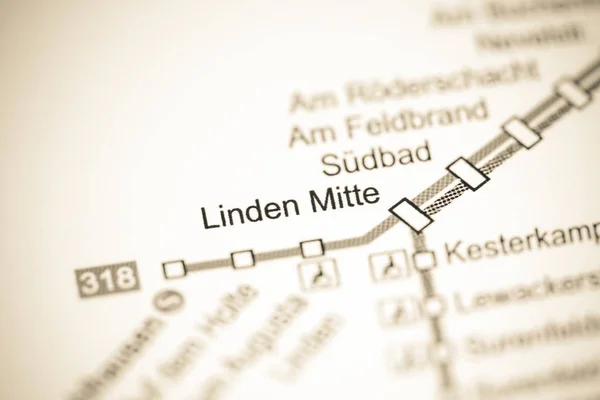Linden Mitte Állomás. Bochum metrótérkép. — Stock Fotó