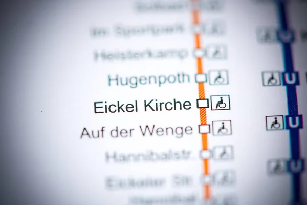 Stanice Eickel Kirche. Mapa metra Bochum. — Stock fotografie