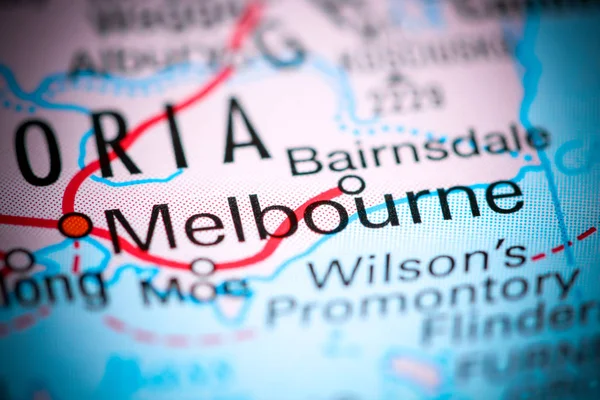 メルボルンだ地図上のオーストラリア — ストック写真